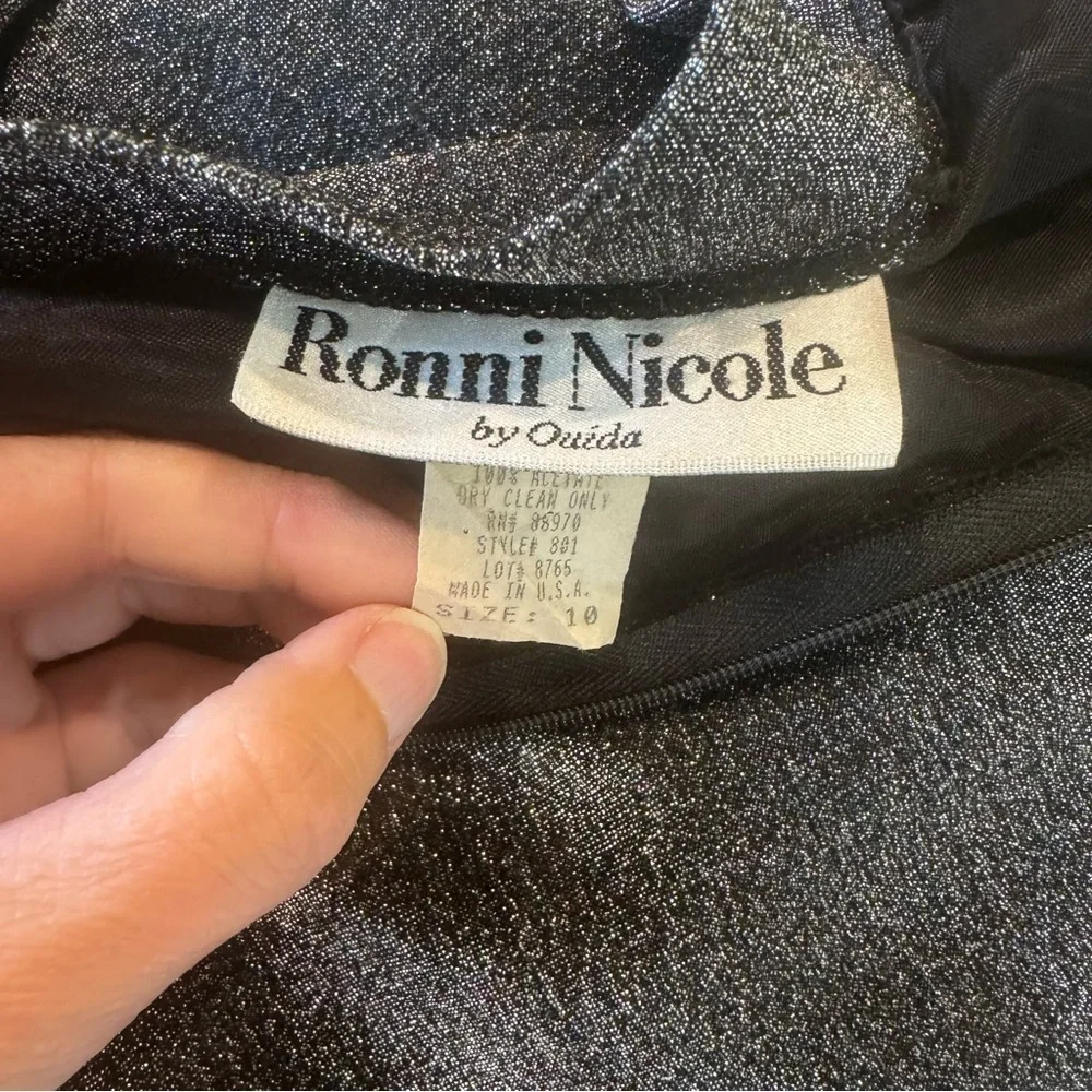 Vintage Ronni Nicole metallic silver lurex full maxi skirt 10